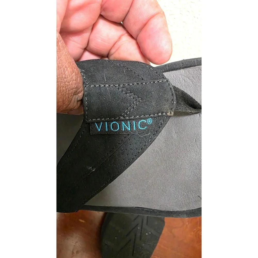 Vionic Men's Black Thong Flip Flops With Arch Support‎ Size 10